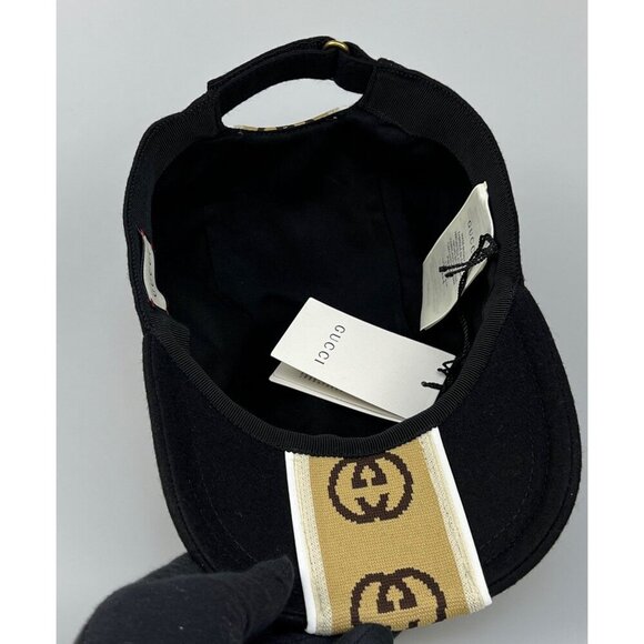 NWT Gucci interlocking G stripe hat in black size M - Picture 11 of 12